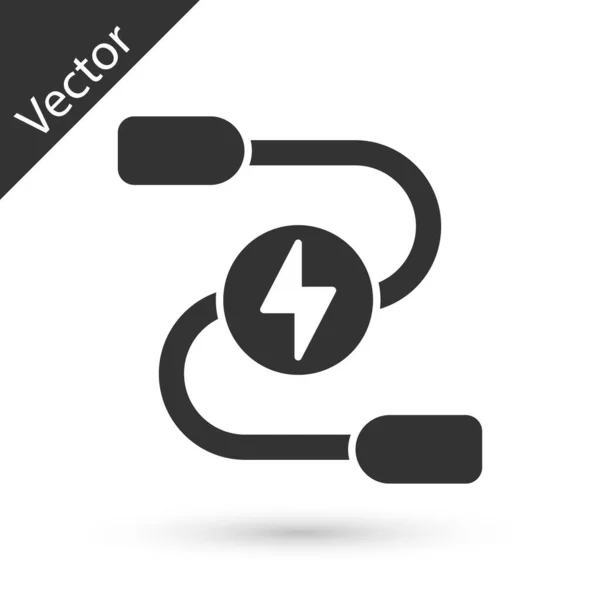 Graues Stromkabel Symbol Für Autobatterie Auf Weißem Hintergrund Vektor — Stockvektor