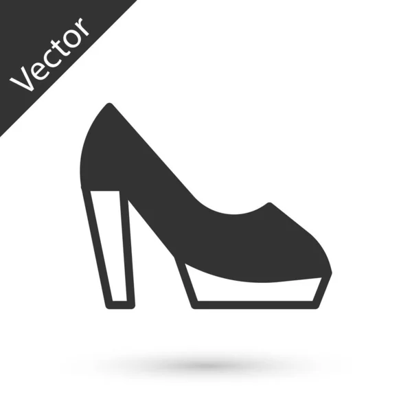 Grey Woman Shoe High Heel Icon Isolated White Background Vector — Stock Vector