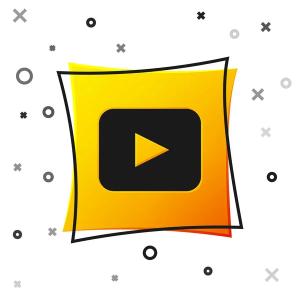 Black Play Taste Symbol Isoliert Auf Weißem Hintergrund Gelber Quadratischer — Stockvektor