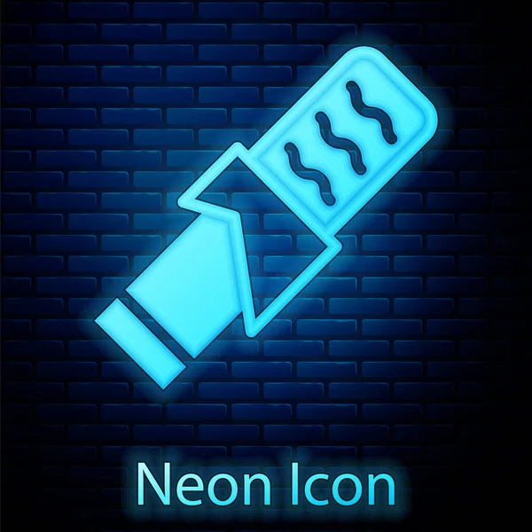 Leuchtende Neon Protein Sport Bar Symbol Isoliert Auf Ziegelwand Hintergrund — Stockvektor