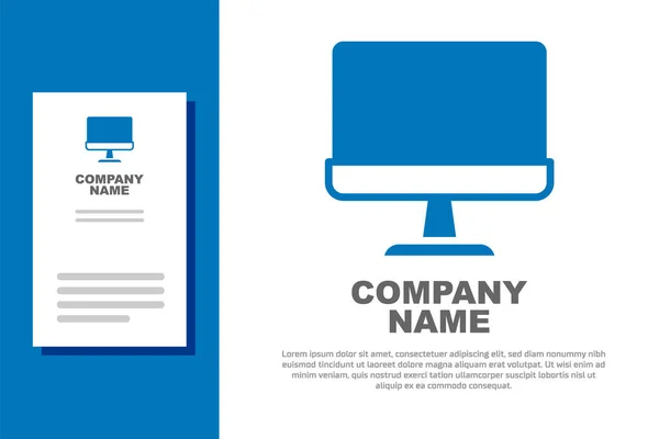 Blaues Bildschirmsymbol Auf Weißem Hintergrund Elektronisches Gerät Frontansicht Logo Design — Stockvektor