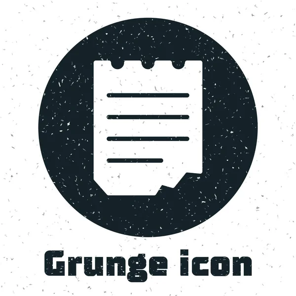 Ícone Grunge Notebook Isolado Fundo Branco Ícone Bloco Notas Espiral — Vetor de Stock