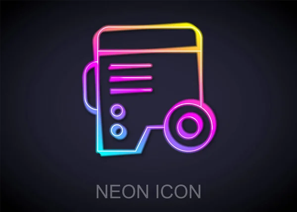 Zářící Neonová Linka Přenosná Ikona Elektrického Generátoru Izolovaná Černém Pozadí — Stockový vektor