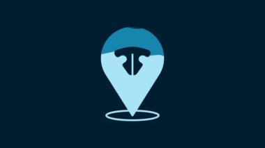 White Cat nose icon isolated on blue background. 4K Video motion graphic animation.