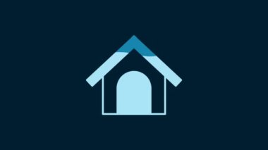 White Dog house icon isolated on blue background. Dog kennel. 4K Video motion graphic animation.