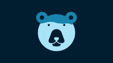 White Bear head icon isolated on blue background. 4K Video motion graphic animation.