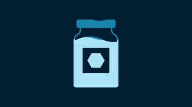White Jar of honey icon isolated on blue background. Food bank. Sweet natural food symbol. 4K Video motion graphic animation.