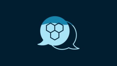 White Honeycomb icon isolated on blue background. Honey cells symbol. Sweet natural food. 4K Video motion graphic animation.