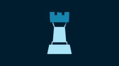 White Chess icon isolated on blue background. Business strategy. Game, management, finance. 4K Video motion graphic animation.