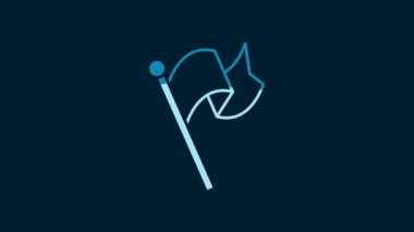 White Flag icon isolated on blue background. Victory, winning and conquer adversity concept. 4K Video motion graphic animation.