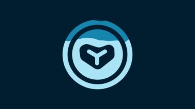 White Steak meat on a plate icon isolated on blue background. Cutlery symbol. Restaurant sign. 4K Video motion graphic animation.