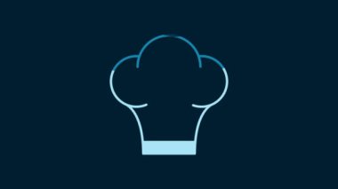White Chef hat icon isolated on blue background. Cooking symbol. Cooks hat. 4K Video motion graphic animation.