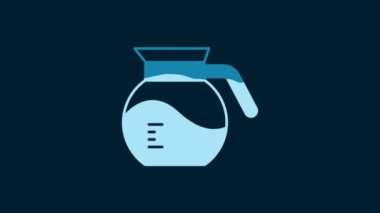 White Coffee pot icon isolated on blue background. 4K Video motion graphic animation.
