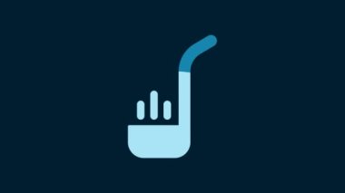 White Kitchen ladle icon isolated on blue background. Cooking utensil. Cutlery spoon sign. 4K Video motion graphic animation.