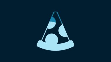 White Slice of pizza icon isolated on blue background. Fast food menu. 4K Video motion graphic animation.