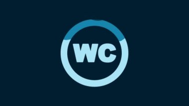 White Toilet icon isolated on blue background. WC sign. Washroom. 4K Video motion graphic animation.