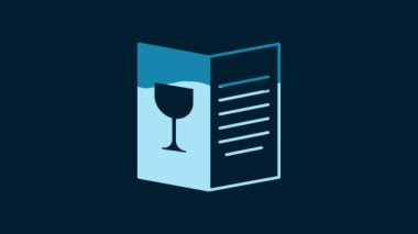 White Restaurant cafe menu icon isolated on blue background. 4K Video motion graphic animation.
