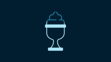 White Ice cream in the bowl icon isolated on blue background. Sweet symbol. 4K Video motion graphic animation.