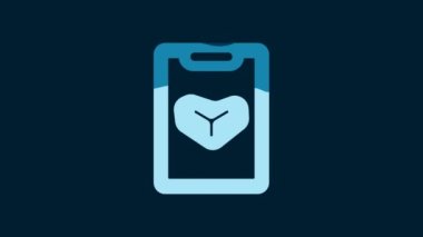 White Restaurant cafe menu icon isolated on blue background. 4K Video motion graphic animation.