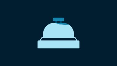 White Hotel service bell icon isolated on blue background. Reception bell. 4K Video motion graphic animation.