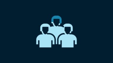 White Team of baseball players icon isolated on blue background. 4K Video motion graphic animation.