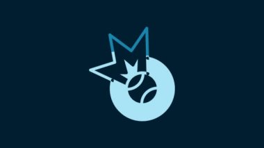 White Baseball ball icon isolated on blue background. 4K Video motion graphic animation.