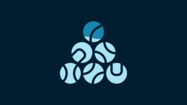 White Baseball ball icon isolated on blue background. 4K Video motion graphic animation.