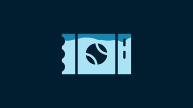 White Baseball ticket icon isolated on blue background. 4K Video motion graphic animation.