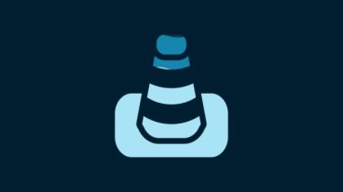 White Traffic cone icon isolated on blue background. 4K Video motion graphic animation.