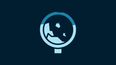 White Road sign warning avalanche rockfall landslides icon isolated on blue background. Traffic rules and safe driving. 4K Video motion graphic animation.