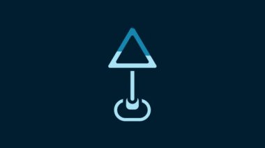 White Triangle warning blank icon isolated on blue background. Traffic rules and safe driving. 4K Video motion graphic animation.