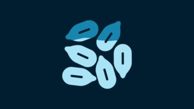 White Seeds of a specific plant icon isolated on blue background. 4K Video motion graphic animation.