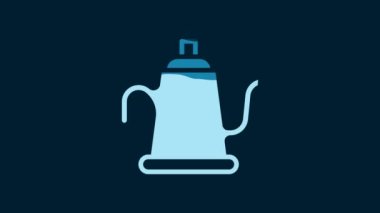 White Watering can icon isolated on blue background. Irrigation symbol. 4K Video motion graphic animation.