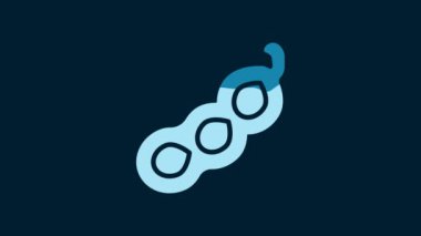 White Green peas icon isolated on blue background. 4K Video motion graphic animation.