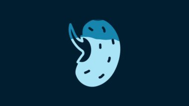 White Seeds of a specific plant icon isolated on blue background. 4K Video motion graphic animation.