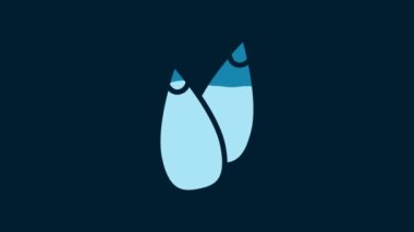 White Seeds of a specific plant icon isolated on blue background. 4K Video motion graphic animation.