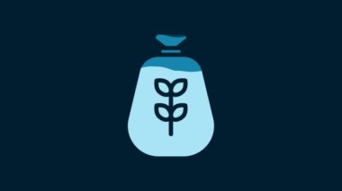 White Bag of flour icon isolated on blue background. 4K Video motion graphic animation.