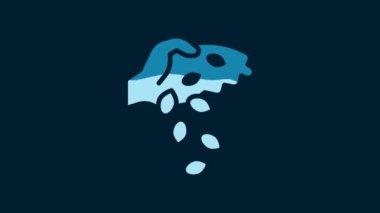 White Seeds of a specific plant icon isolated on blue background. 4K Video motion graphic animation.