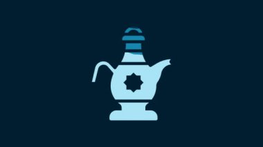 White Islamic teapot icon isolated on blue background. 4K Video motion graphic animation.