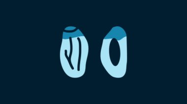 White Date fruit icon isolated on blue background. 4K Video motion graphic animation.