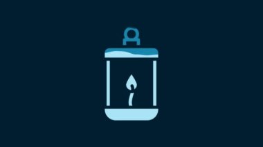 White Ramadan Kareem lantern icon isolated on blue background. 4K Video motion graphic animation.