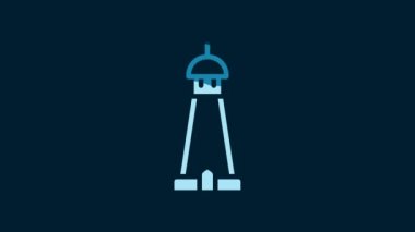 White Mosque tower or minaret icon isolated on blue background. 4K Video motion graphic animation.