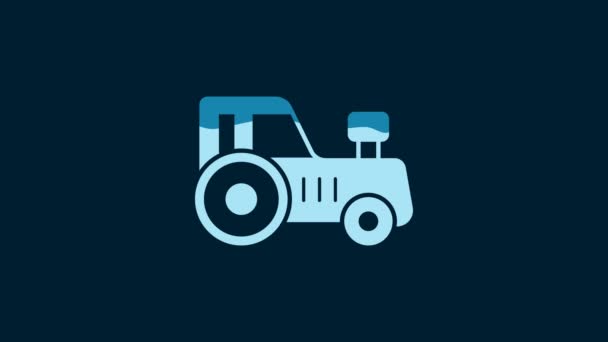 White Tractor Icon Isolated Blue Background Video Motion Graphic Animation — Video
