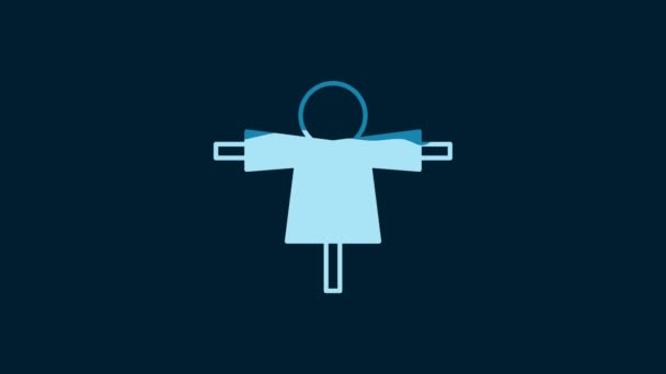 White Scarecrow Icon Isolated Blue Background Video Motion Graphic Animation — 비디오