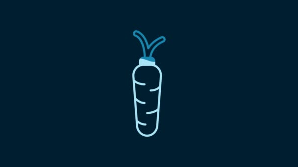 White Carrot Icon Isolated Blue Background Video Motion Graphic Animation — Vídeo de Stock