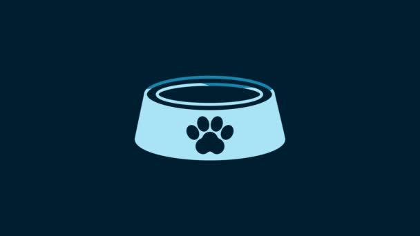 White Pet Food Bowl Cat Dog Icon Isolated Blue Background — Wideo stockowe