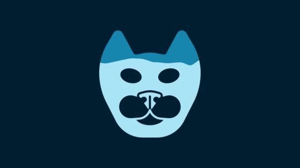 White Cat Icon Isolated Blue Background Video Motion Graphic Animation — Video Stock