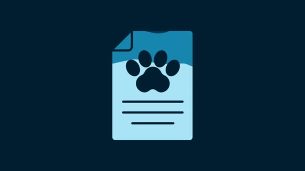 White Clipboard Medical Clinical Record Pet Icon Isolated Blue Background — Wideo stockowe