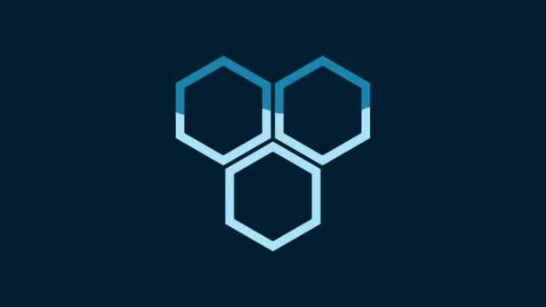 White Honeycomb Icon Isolated Blue Background Honey Cells Symbol Sweet — Stockvideo