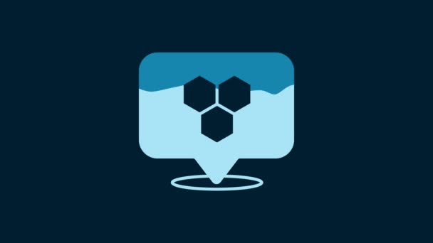 White Honeycomb Bee Location Map Pin Pointer Icon Isolated Blue — Vídeo de stock